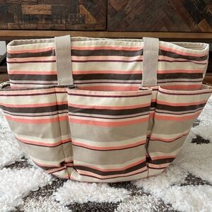 Eddie Bauer Vintage Striped Canvas Tote Bag